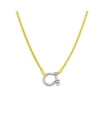 Lucky Lock Carabiner Necklace – Two-Tone Mixed Metal Horseshoe Pendant Chain