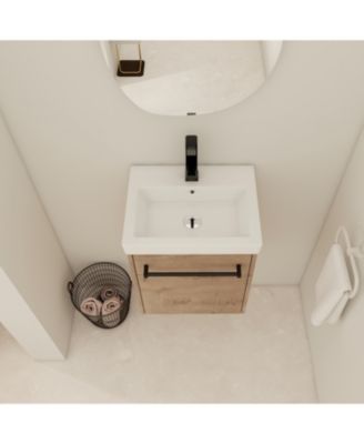 18 Inch Floating Bathroom Vanity with Ceramic Sink and Soft-Close Cabinet Door