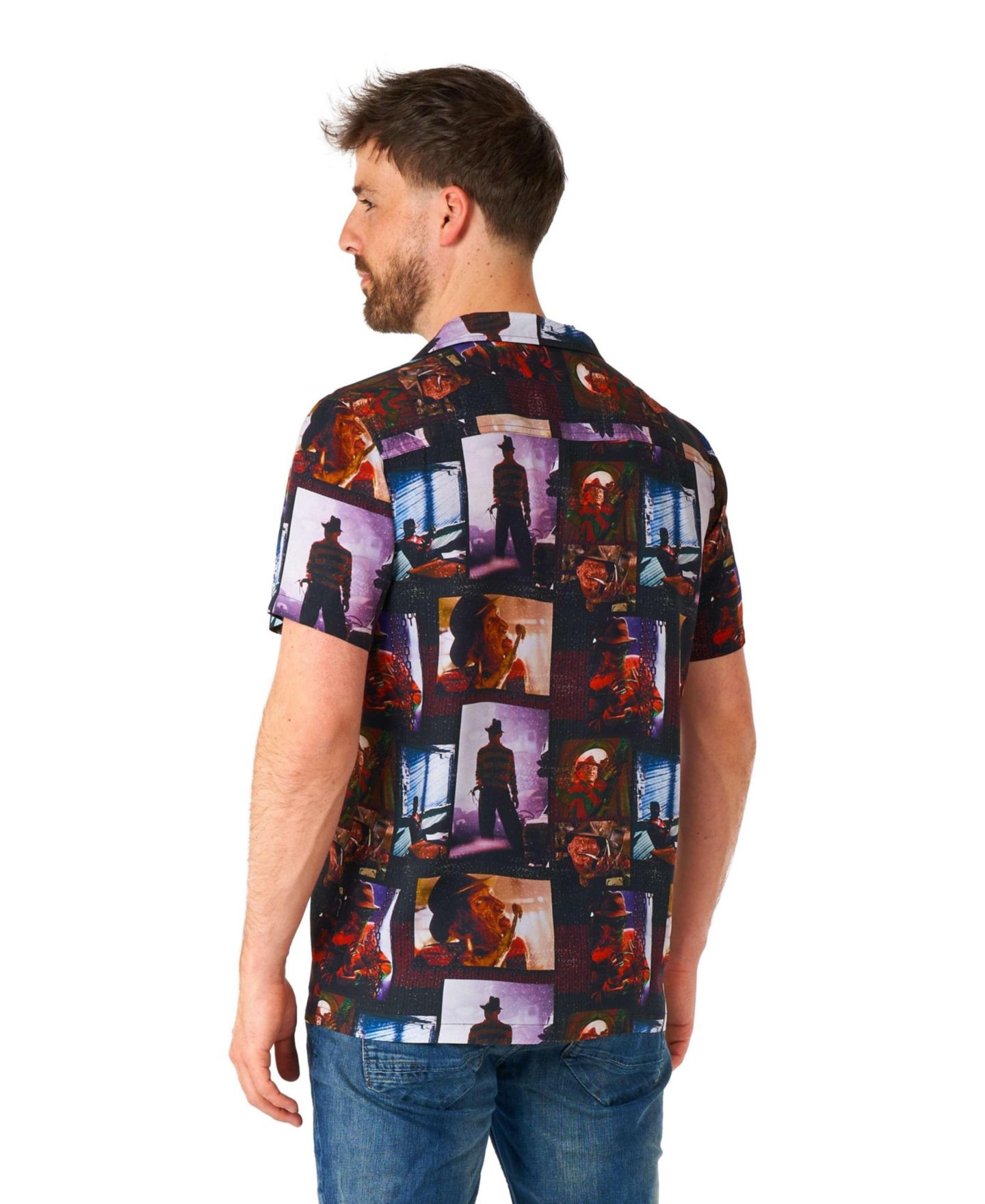Мужская рубашка OppoSuits Official A Nightmare On Elm Street Hawaii Shirt - Halloween Themed Party Shirt - Short Sleeve - Black, цвет: Чёрный — фото 6
