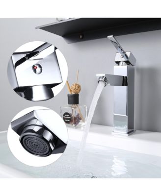 18 1/8" x 12 3/16" x 4 5/16" Wall Mount Ceramic Sink w/ One Hole Bathroom Faucet Single Handle CHR