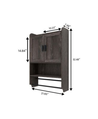 Bathroom Wall Cabinet with Doors, Adjustable Shelf, Towel Bar, and Paper Holder