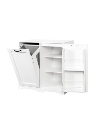 Laundry Cabinet with Doors, Tilt-Out Hamper, and Adjustable Shelf