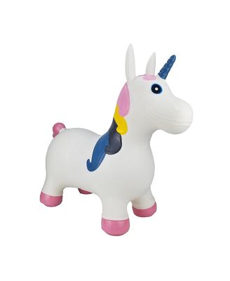 Inflatable Bouncy Ride-On Hopper W/ Pump - White Unicorn