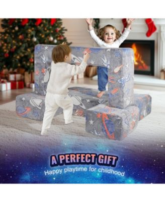 4-Piece Kids Couch Set, Toddler Sofa with Removable Covers for Playroom or Bedroom