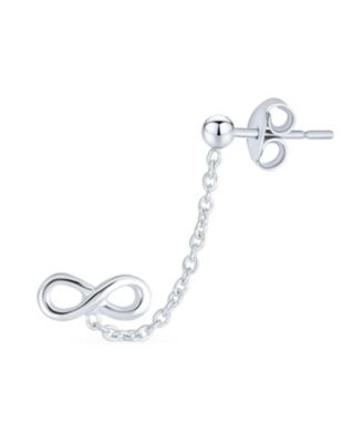 Set of 2 Love Knot Infinity Heart Ear Cuff Cartilage Chain and Stud Earrings