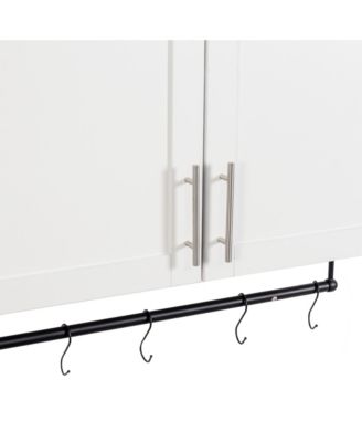 CASAINC 1Pc Particle Board & MDF Adjustable Shelf, Towel Bar & 5 Hooks Bathroom Wall Cabinet