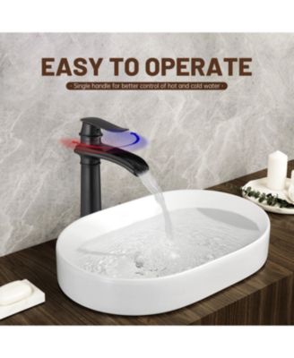 Waterfall Single Hole Single Handle Bathroom Vessel Sink Faucet with Pop-Up Drain Assembly
