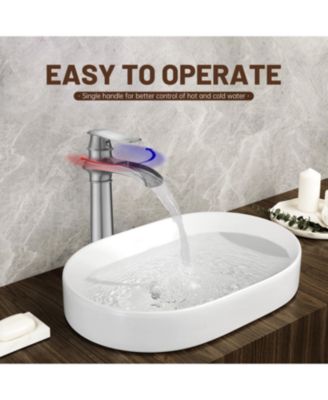 Waterfall Single Hole Single Handle Bathroom Vessel Sink Faucet with Pop-Up Drain Assembly