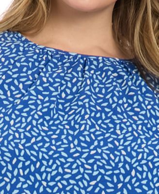 Plus Size Printed Caterpillar-Sleeve Dress