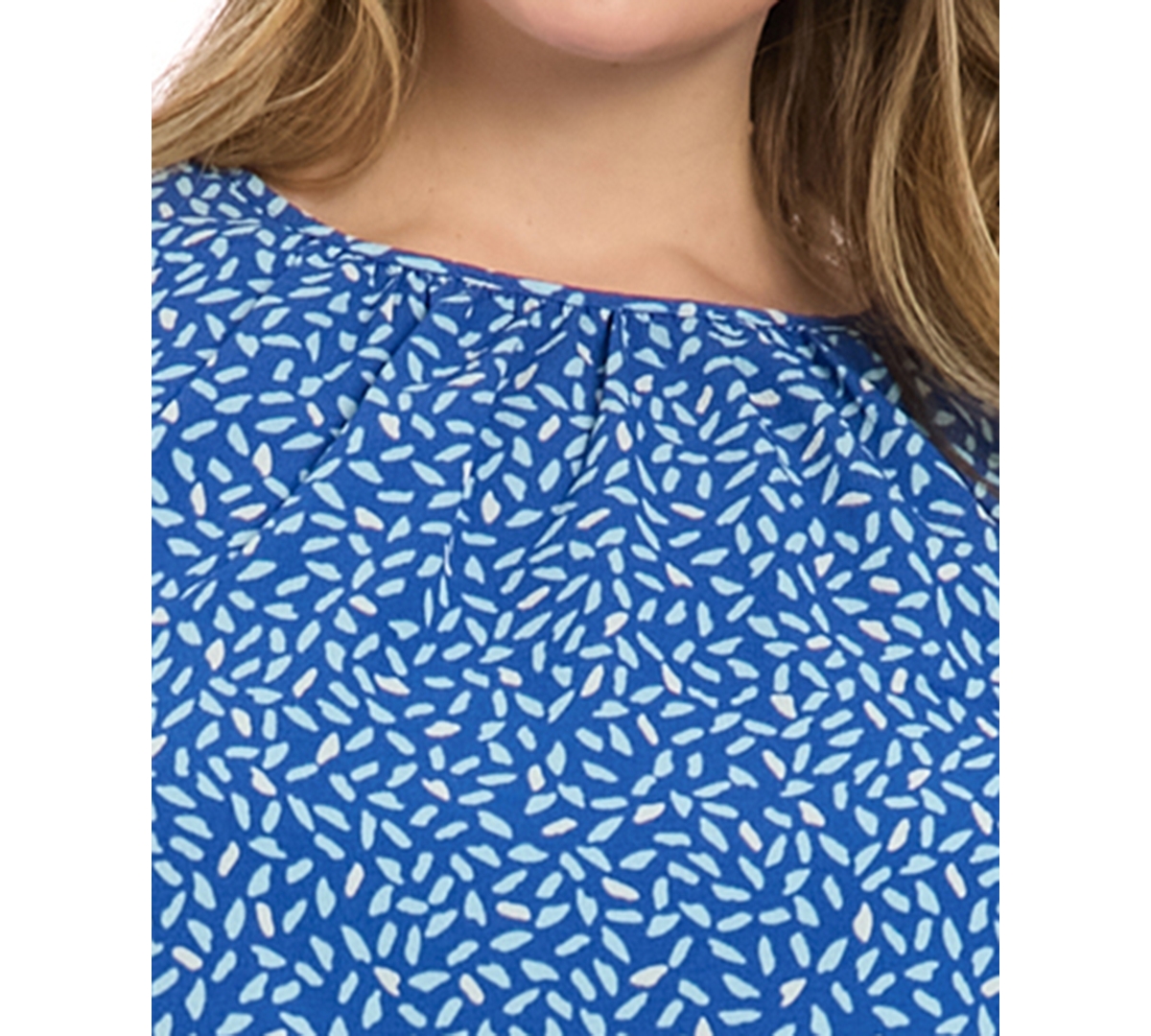 London Times Plus Printed Caterpillar-Sleeve Dress