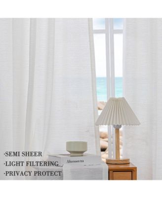 Cotton Blend Light Filtering Back Tab Curtains (2 Panels), 52"x108"