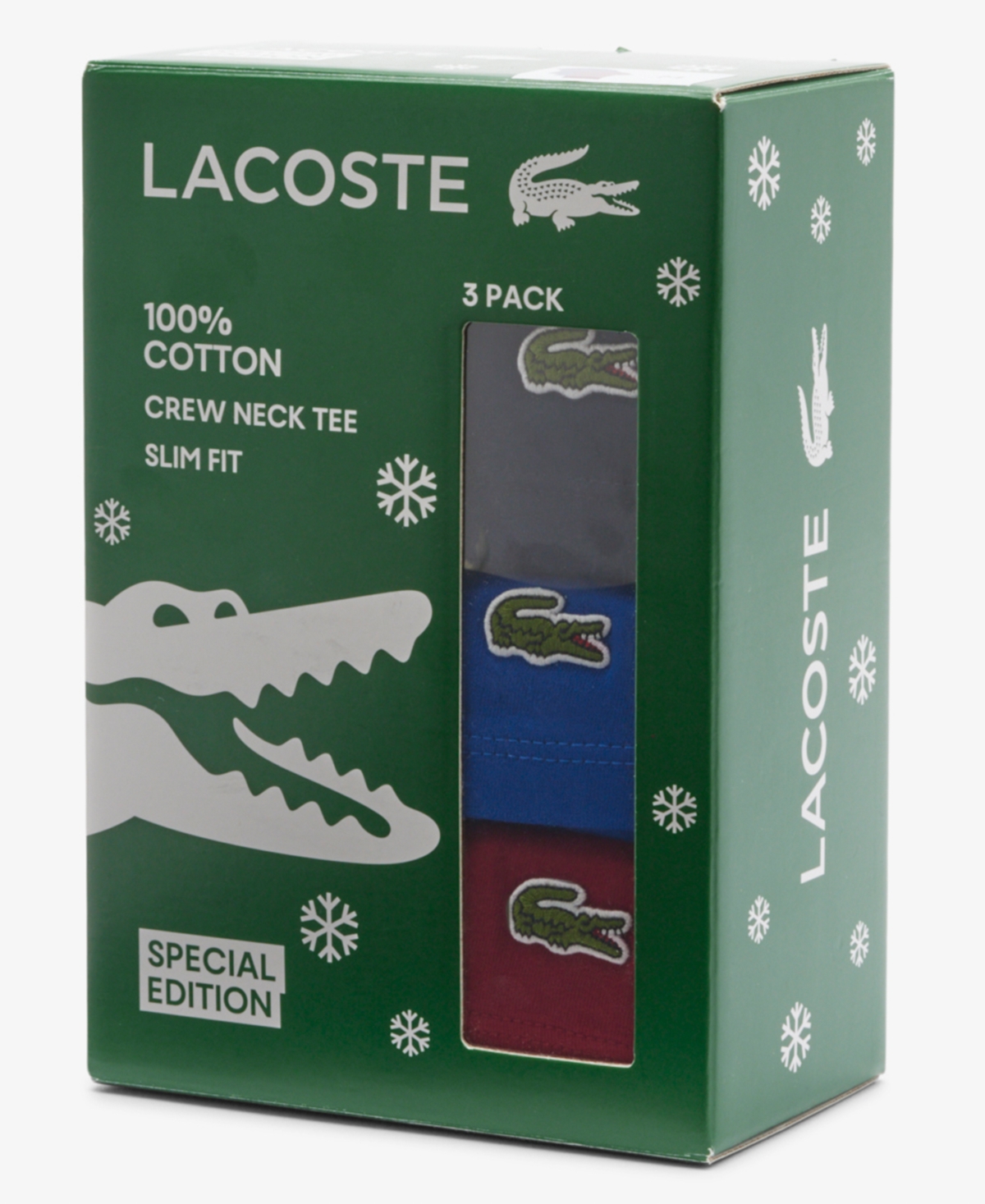 Lacoste Men's 3-Pack Slim Fit Crewneck T-Shirts