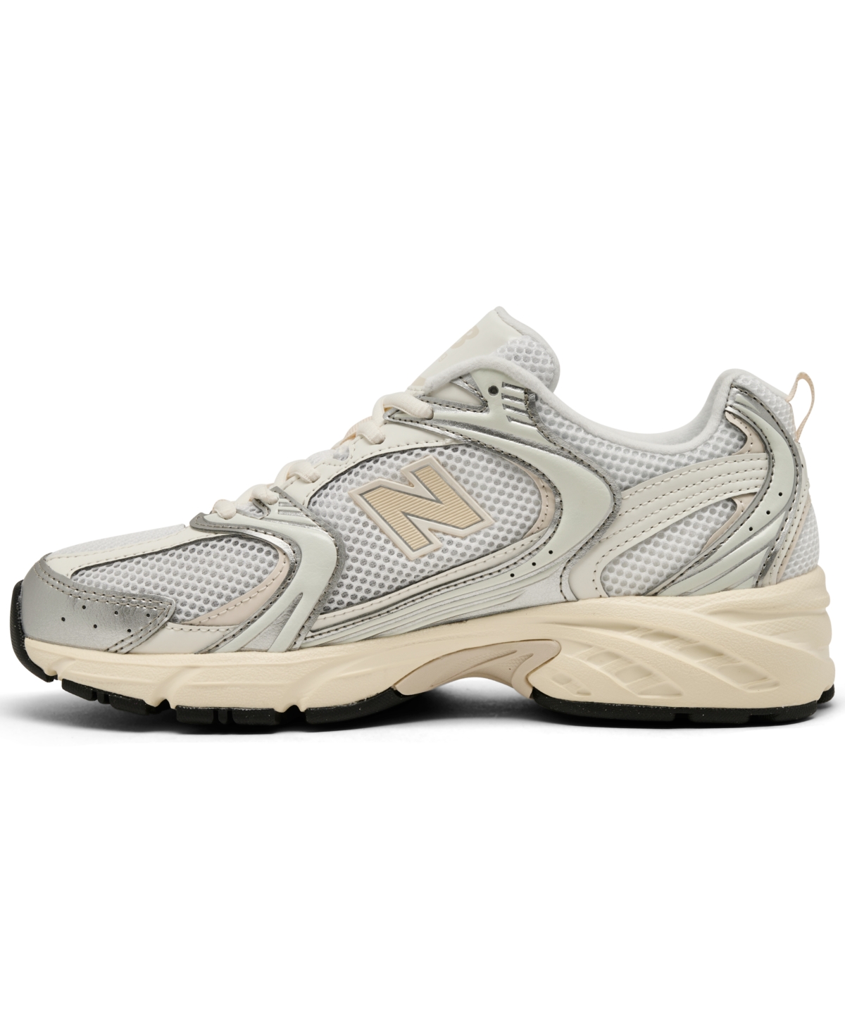 New Balance Mesh Rubber Sole Sneakers With Silver Accents In Gray