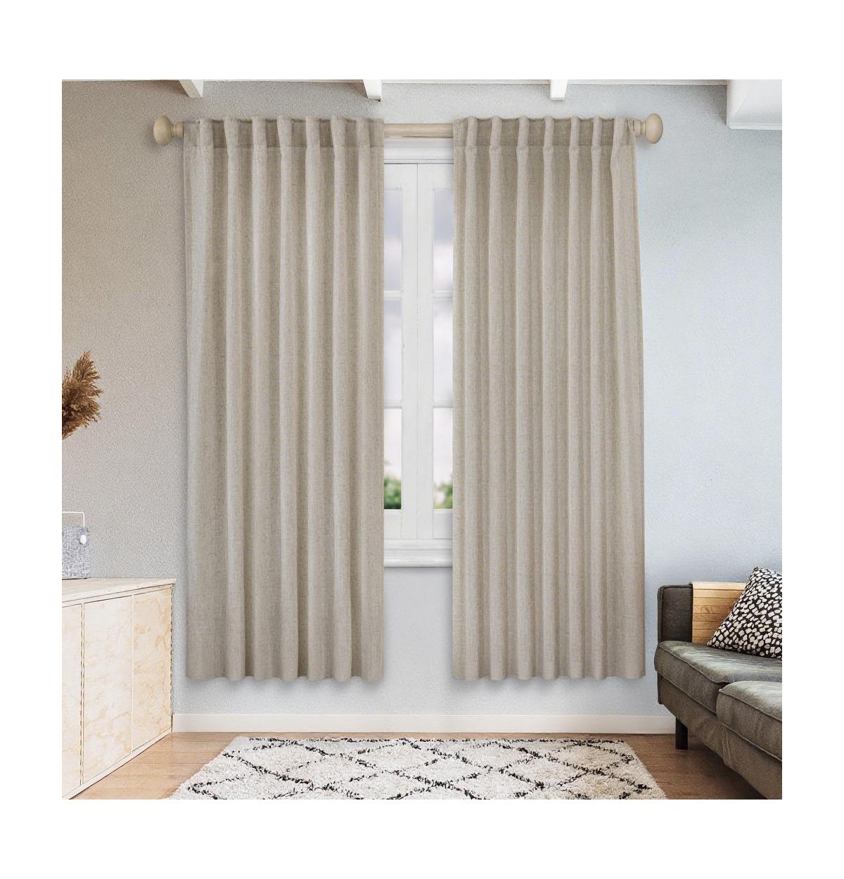 Awesome Home Linen Blend Light Filtering Curtains for Living Room (2 Panels