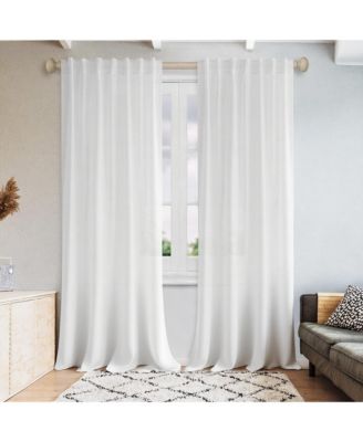 Extra Long Linen Blend Light Filtering Curtains for Living Room (2 Panels), 52"x108"