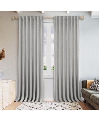 Extra Long Linen Blend Light Filtering Curtains for Living Room (2 Panels), 52"x120"