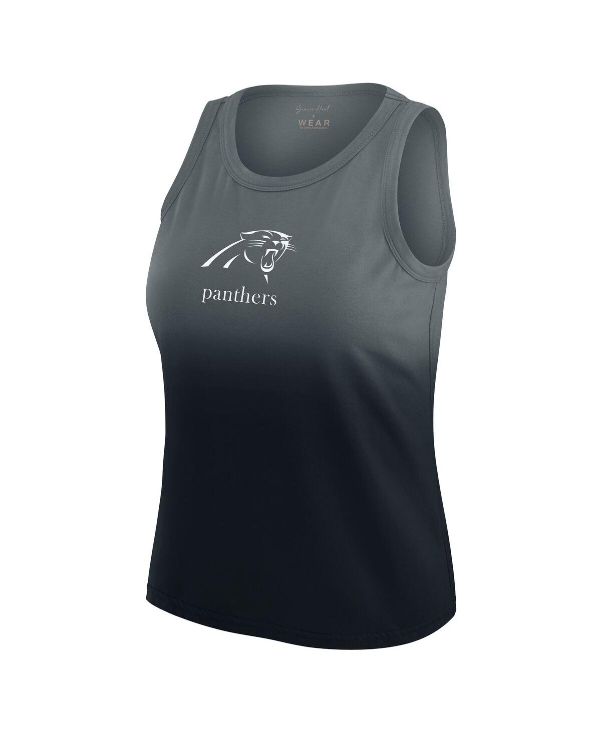 Wear By Erin Andrews Women's X Gracie Hunt Black Carolina Panthers Ombre Tank Top In Black