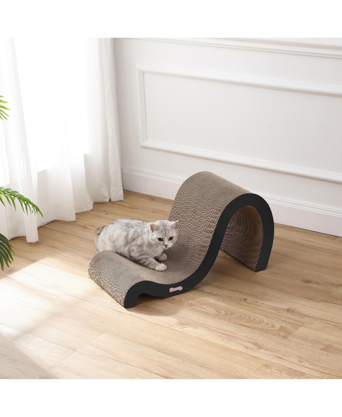 The Licker Store Kona 27" Modern Cardboard Double-Sided Wave Cat Scratcher with Catnip