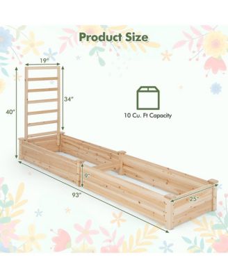 Raised Garden Bed Wooden Planter Box with Divided Space