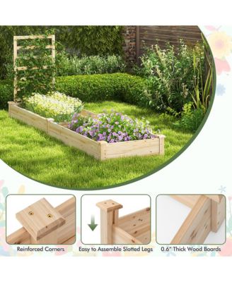 Raised Garden Bed Wooden Planter Box with Divided Space