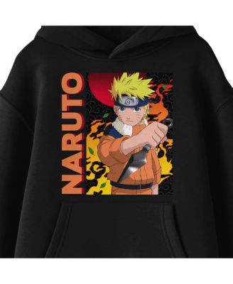 Boys Main Character On Elemental Background Long Sleeve Youth Black Hooded Sweatshirt-XXL