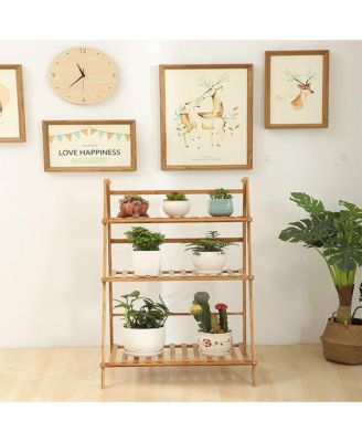Introducing the Premium 3-Tier Bamboo Plant Stand,Durable, Space-Saving & Easy Assembly,Hanging Rack for Patio/Garden