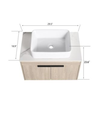 30 Inch Floating Vanity with Ceramic Basin