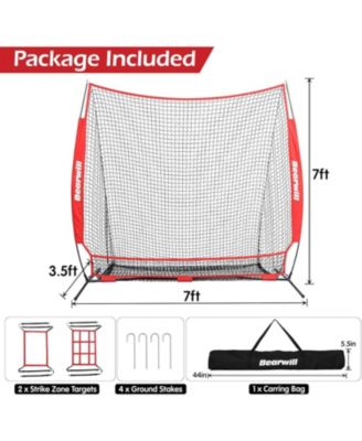 7x7ft Baseball & Softball Net - Pitching, Hitting & Batting Practice Net with Ball Collection System, Tee, 2 Strike Zones & Carry Bag