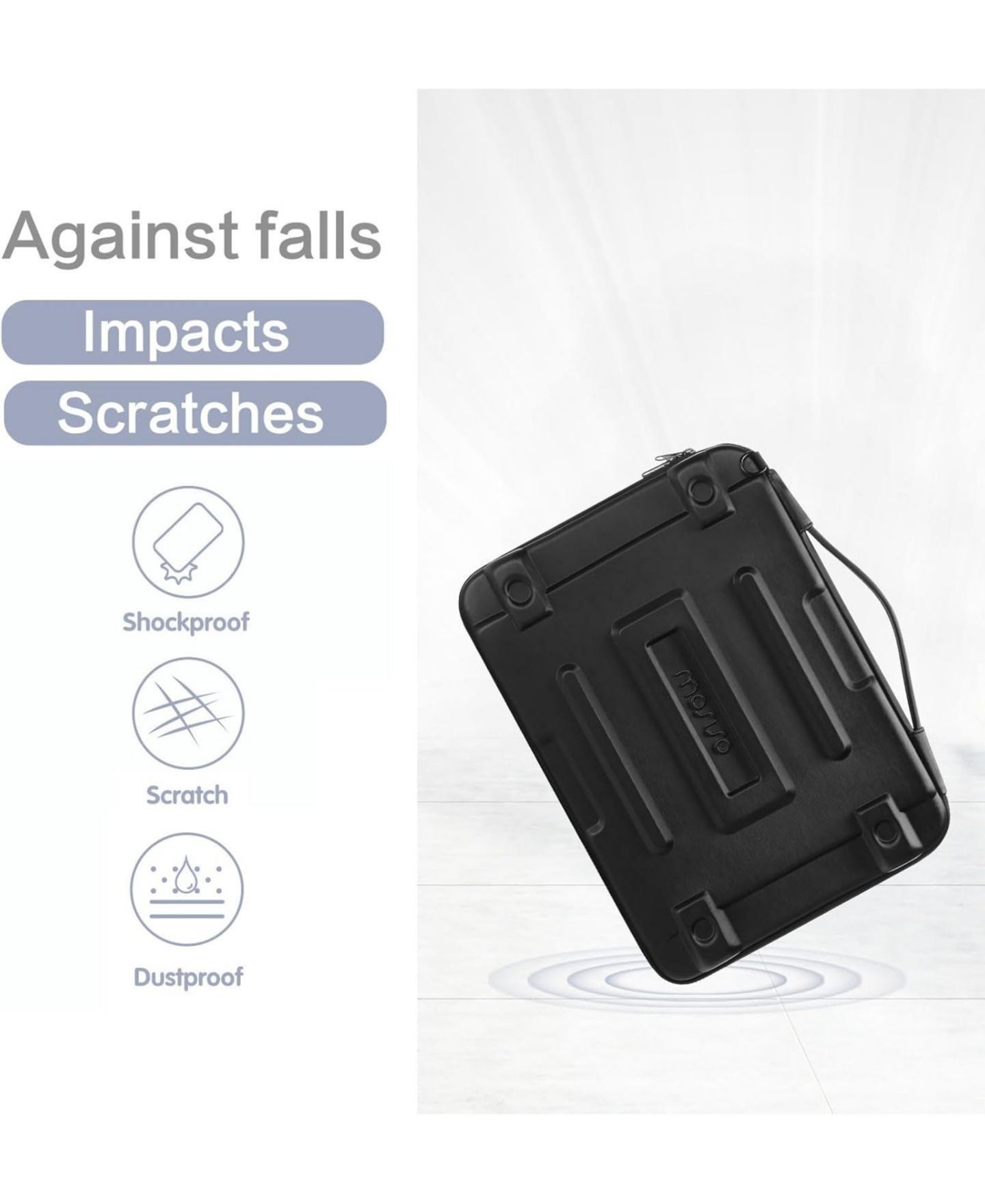 Сумка MOSISO Black Hard Shell Laptop Sleeve - 15.6"/16" Abstract Geometric Waterproof Case with Strap for MacBook/HP/Dell/Lenovo/Asus, цвет: Чёрный — фото 3