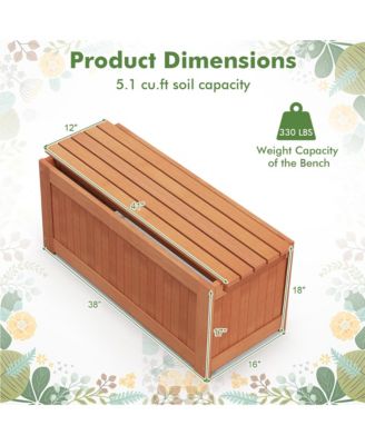 2PCS Wood Outdoor Planter Box w/ Seat 2-in-1 Wooden Raised Garden Bed & Bench  38'' x 16'' x 18''