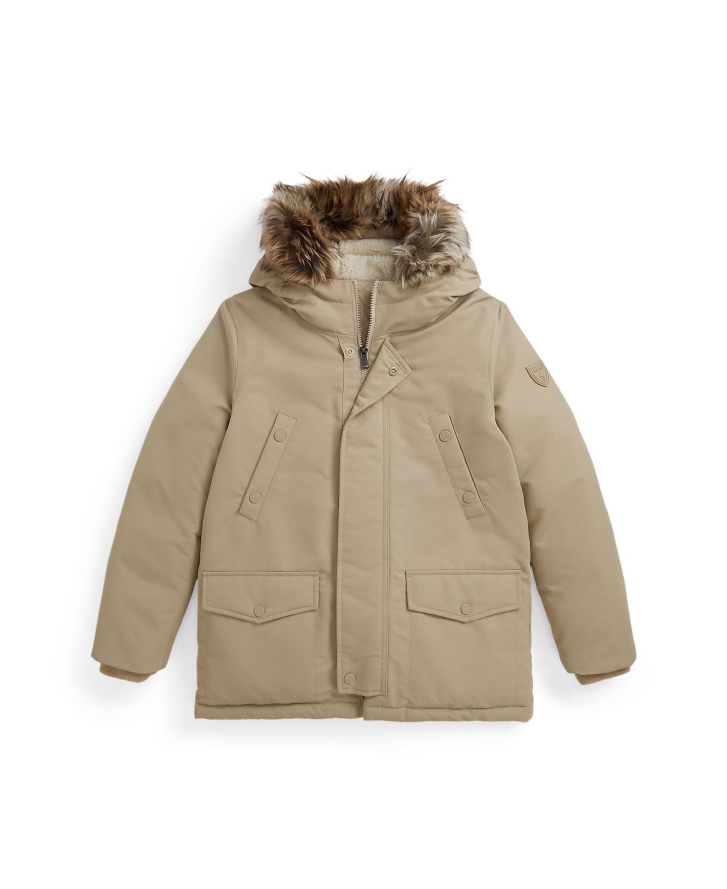 Куртка Polo Ralph Lauren Faux-Fur-Trim Down Parka для мальчиков, цвет: Хаки — фото 1