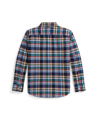 Big Boys Plaid Brushed Cotton Oxford Shirt