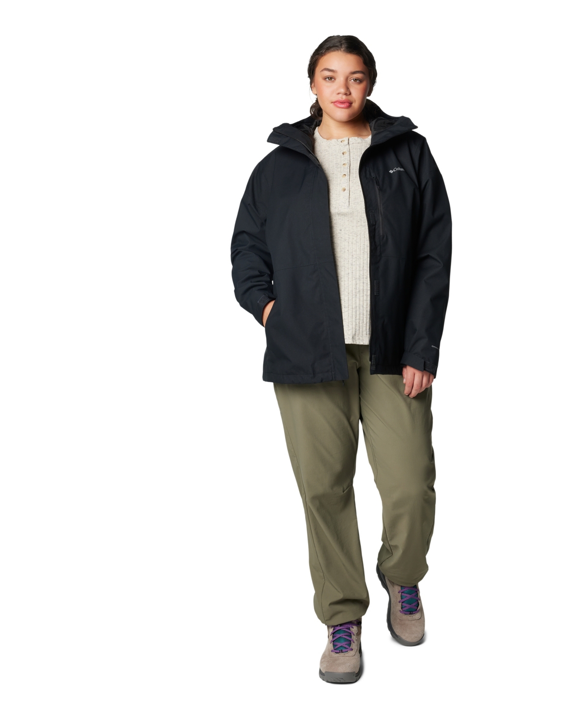Columbia Plus Size Hikebound Ii Hooded Jacket In Black