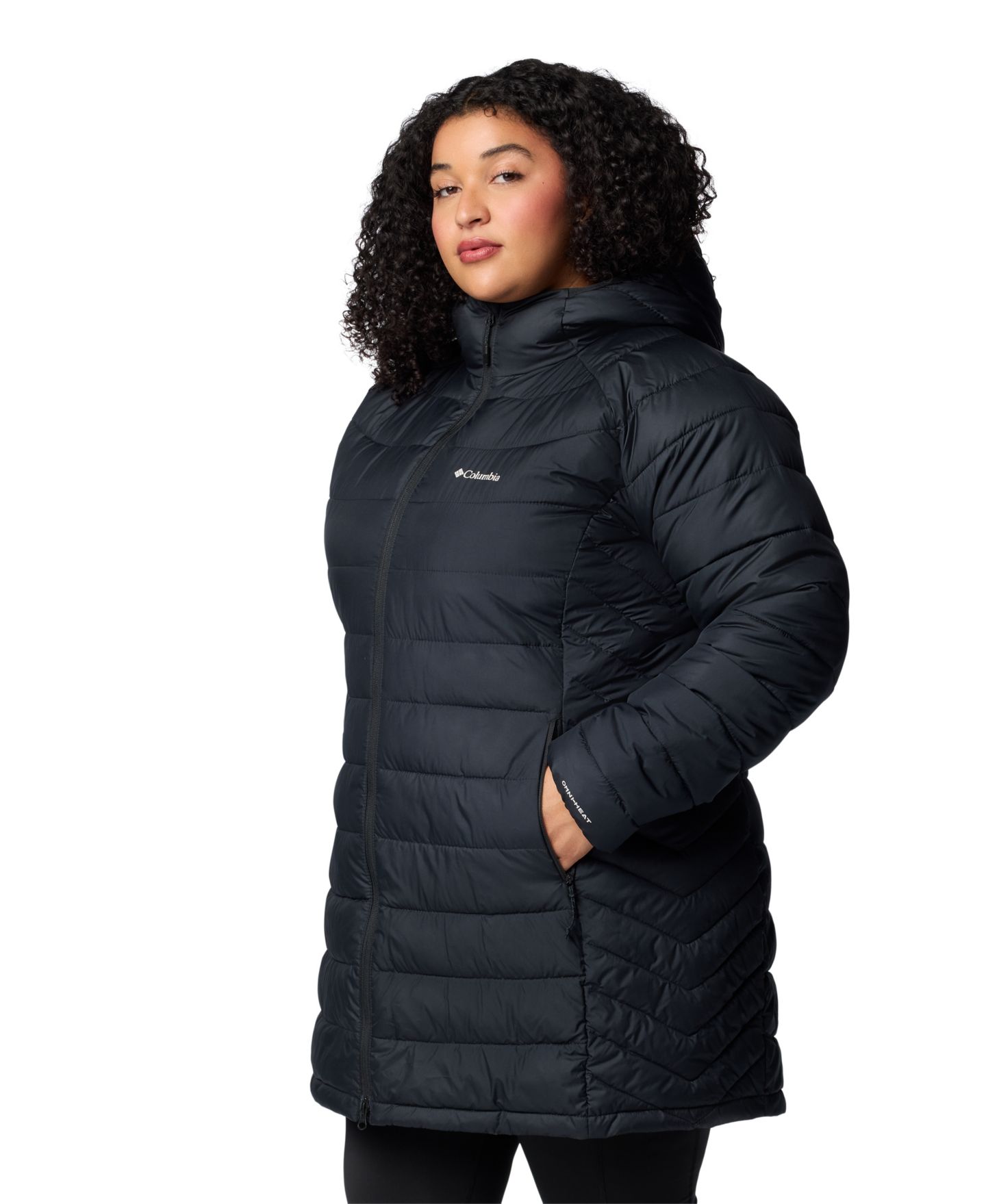 Женское пальто Columbia Plus Size Powder Lite II Mid, цвет: Чёрный — фото 4