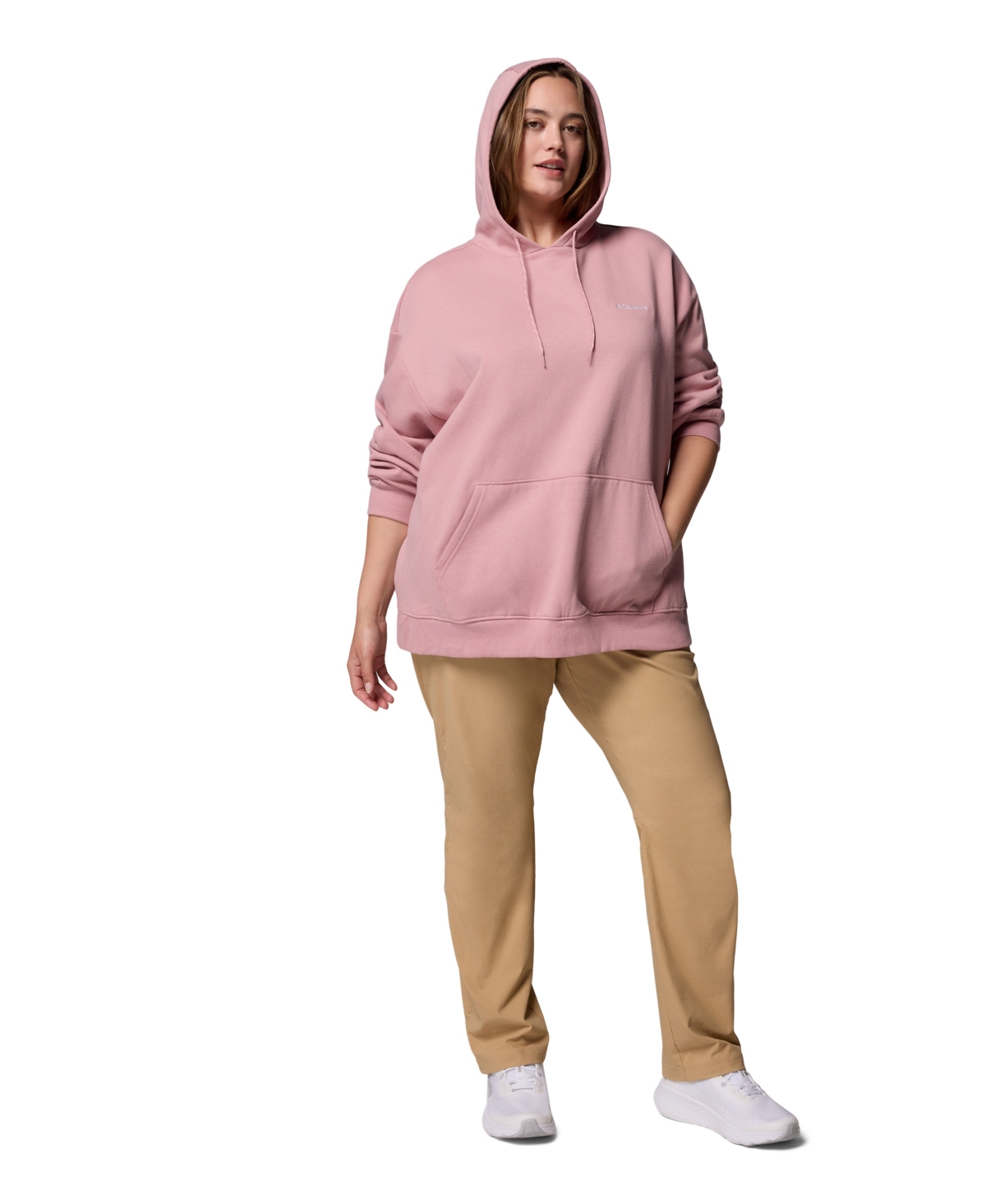 Columbia Plus Size Aldermore Kangaroo Pocket Hoodie In Pink