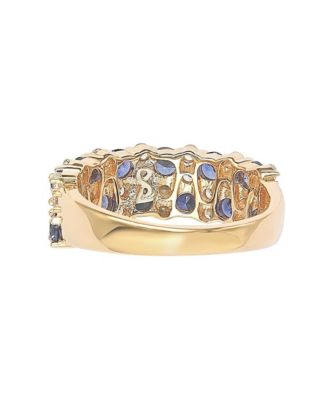 Suzy Levian Sterling Silver Natural Sapphire & Created White Sapphire Double Row Band