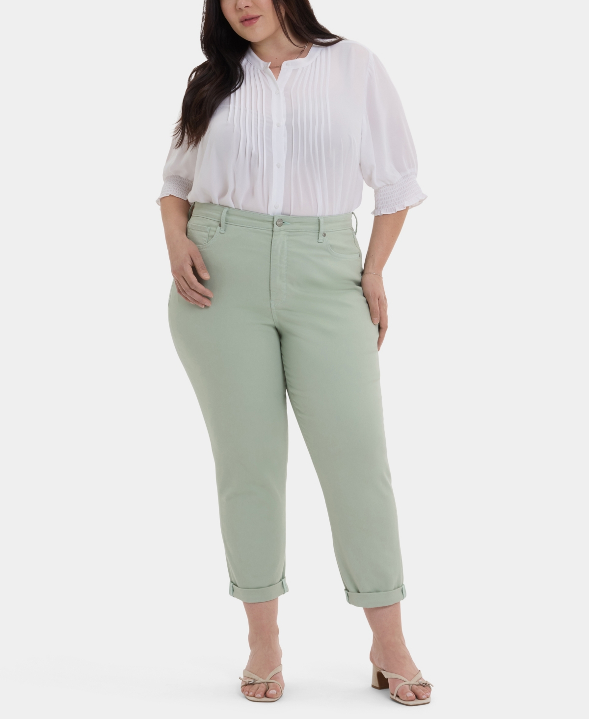 Nydj Plus Size Margot Girlfriend Pull On Jeans In Green