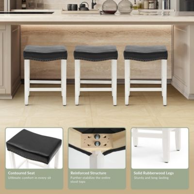 24" Upholstered Saddle Seat Counter Stool