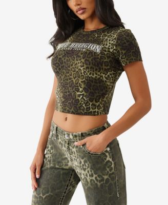 Women's Leopard Crystals Baby T-Shirt