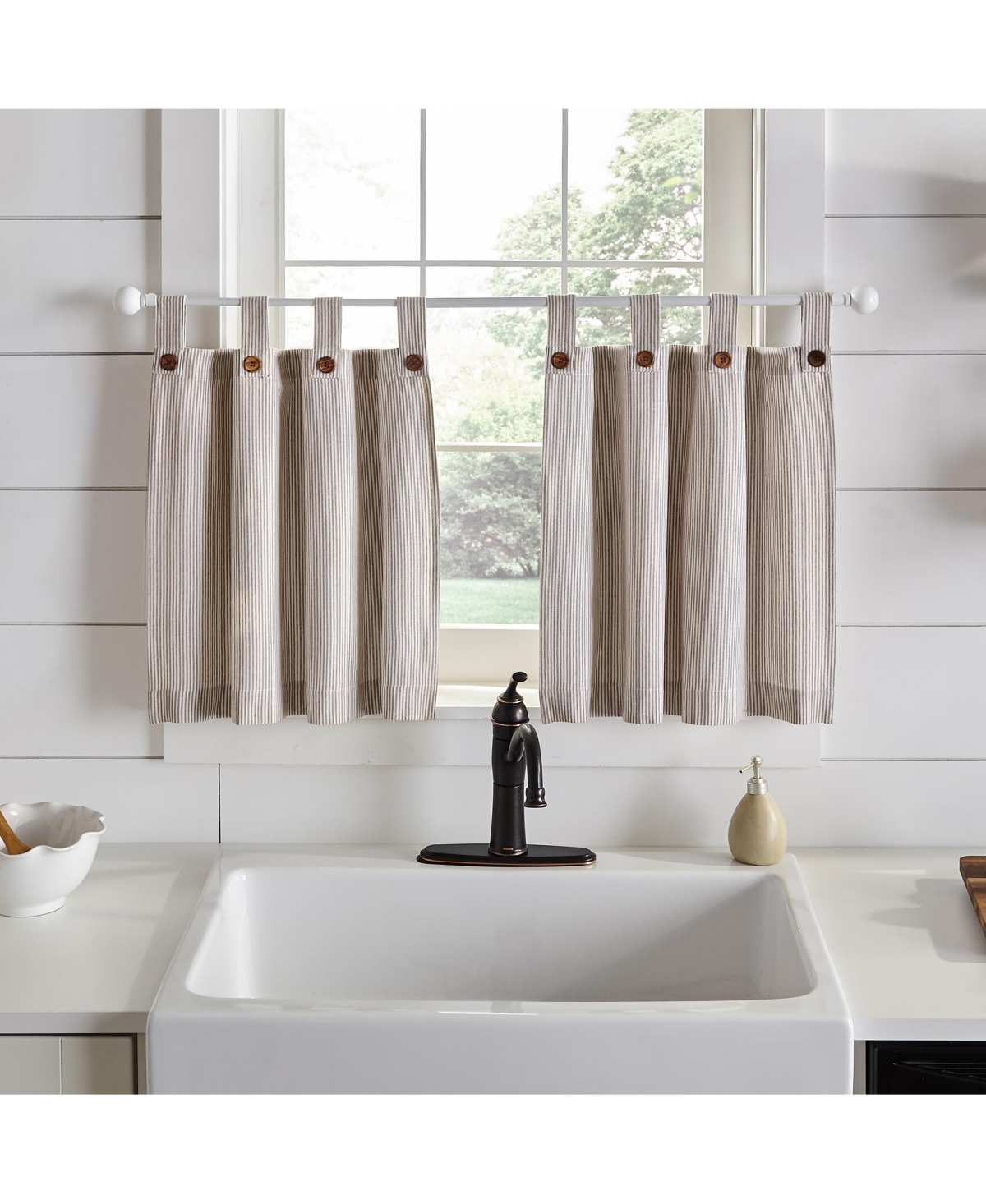 Elrene Home Fashions Tucker Ticking Stripe Window Tier Set