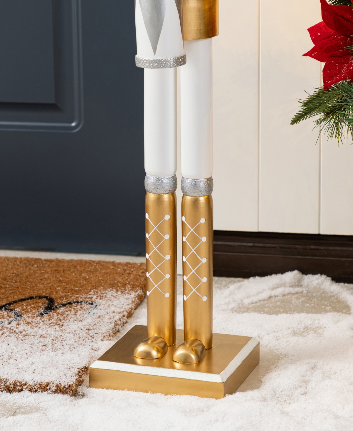 Glitzhome 35.75" Wooden Christmas Soldier Nutcracker In Multi