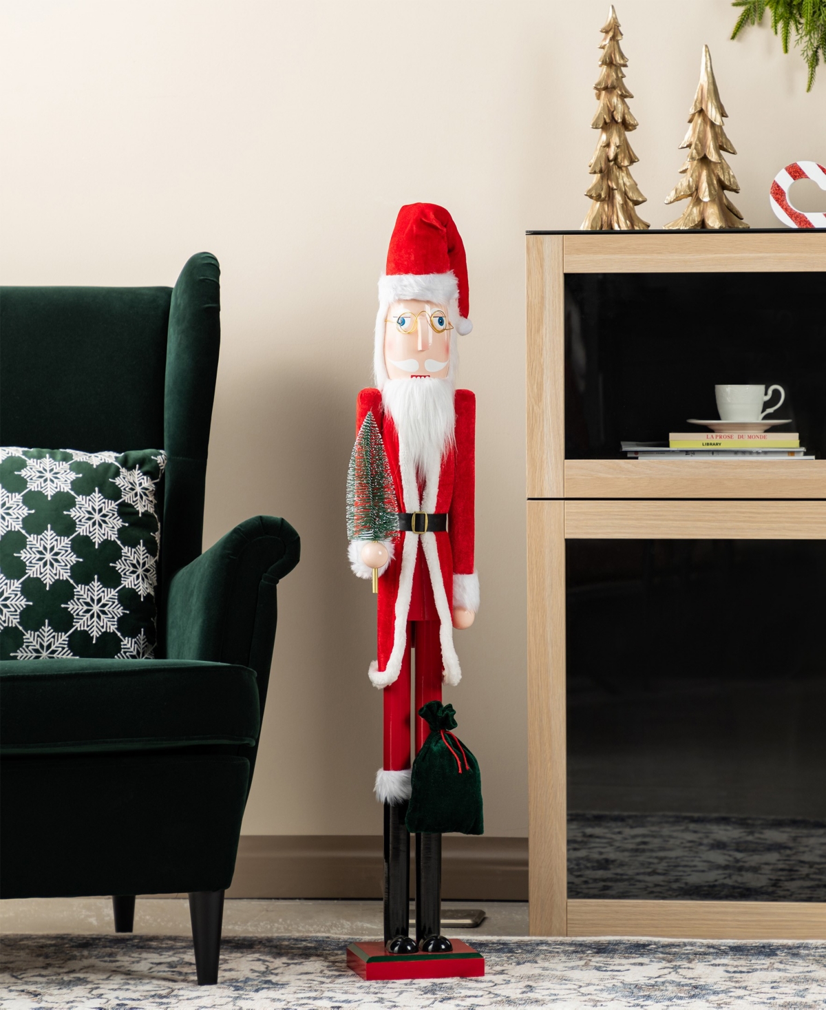 Glitzhome 42" Wooden Christmas Santa Nutcracker In Multi