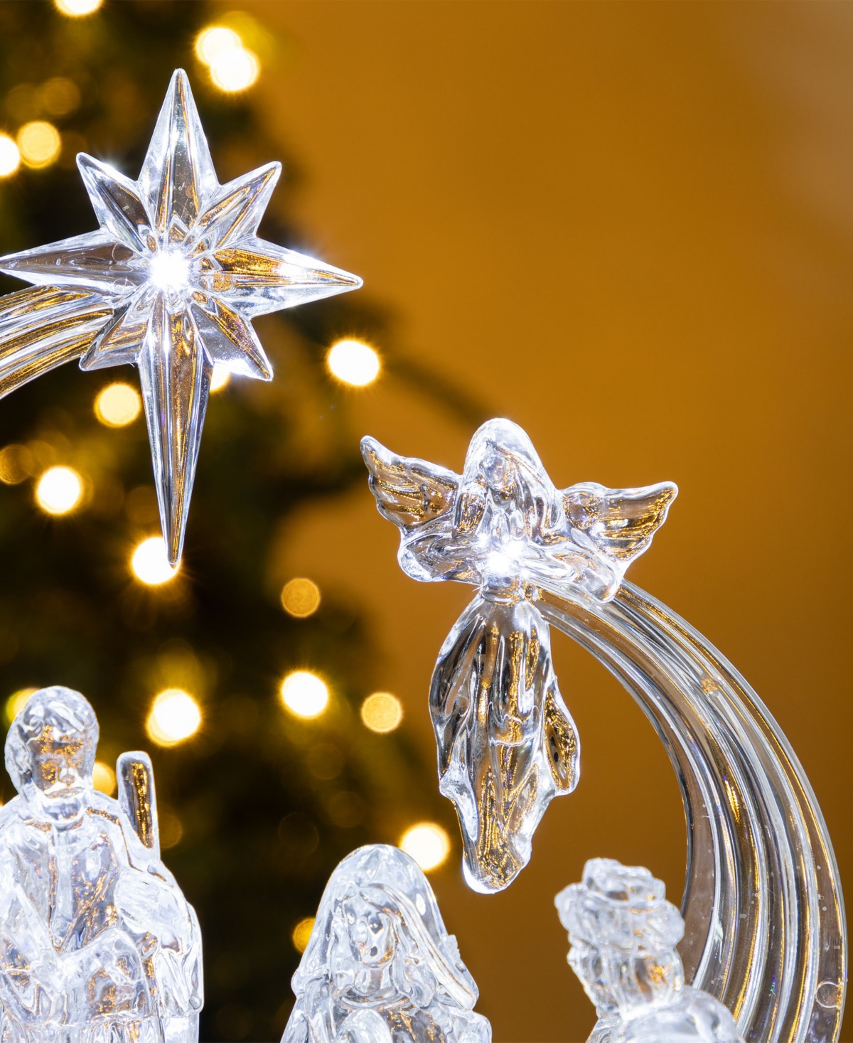 Glitzhome 9'' Christmas Lighted Tabletop Nativity Scene Figurine