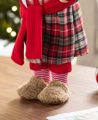 18" Faux Fur Christmas Bathrobe Santa Figurine