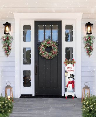 28" Christmas Pomegranate Berry and Holy Leaf Teardrop