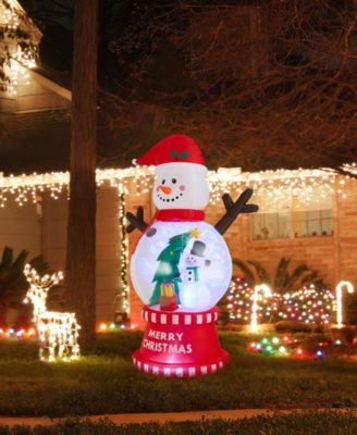 8" Lighted Inflatable Snowman Globe Scene D&eacute;cor