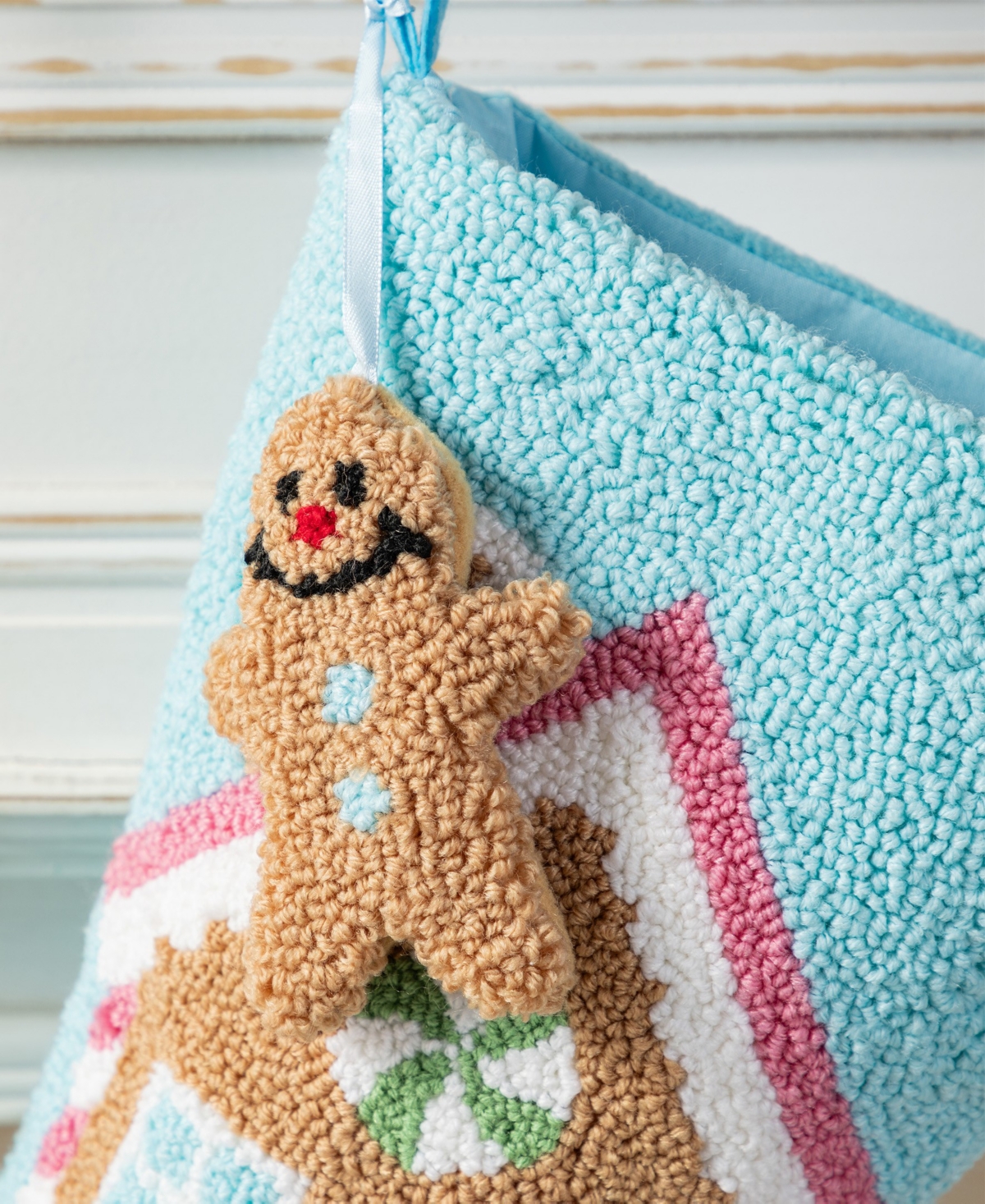 Glitzhome 21" Hooked Gingerbread House Stocking