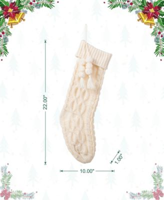 22" Knitted Christmas Stocking with Pompon Tassel