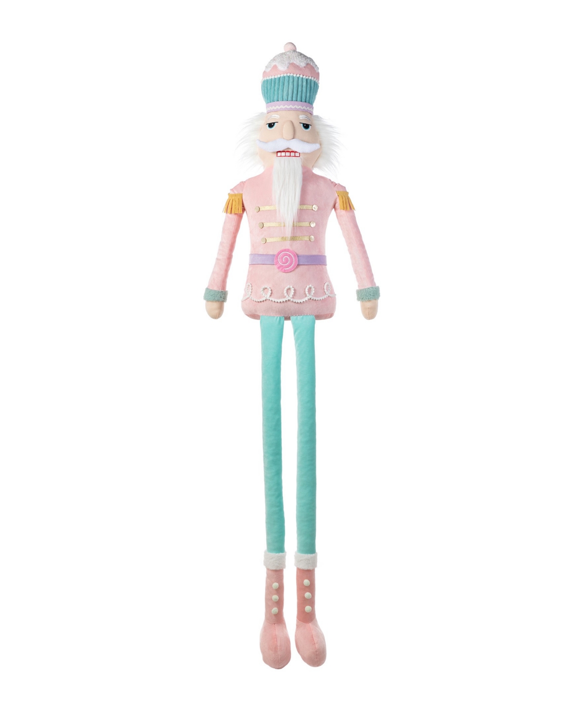 Glitzhome 60" Christmas Oversized Fabric Nutcracker With Dangle Legs In Multi