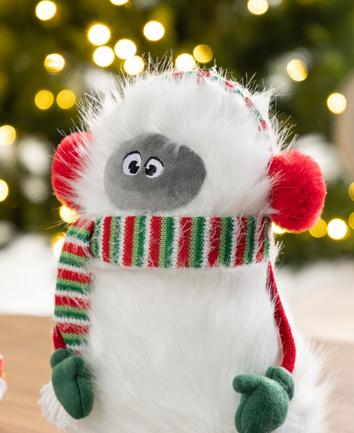 Glitzhome 21" Christmas Fabric Yeti Shelf Sitter In Multi